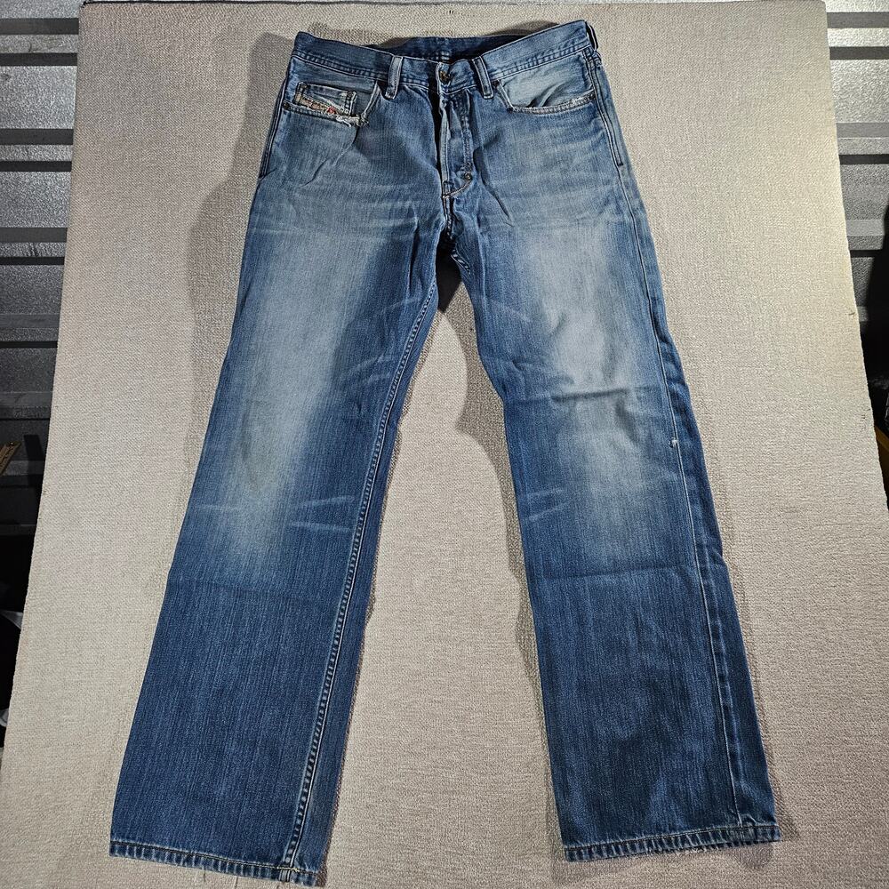 Vintage Diesel Jeans Mens 33x32 Made Italy Distressed Blue Denim Button Fly